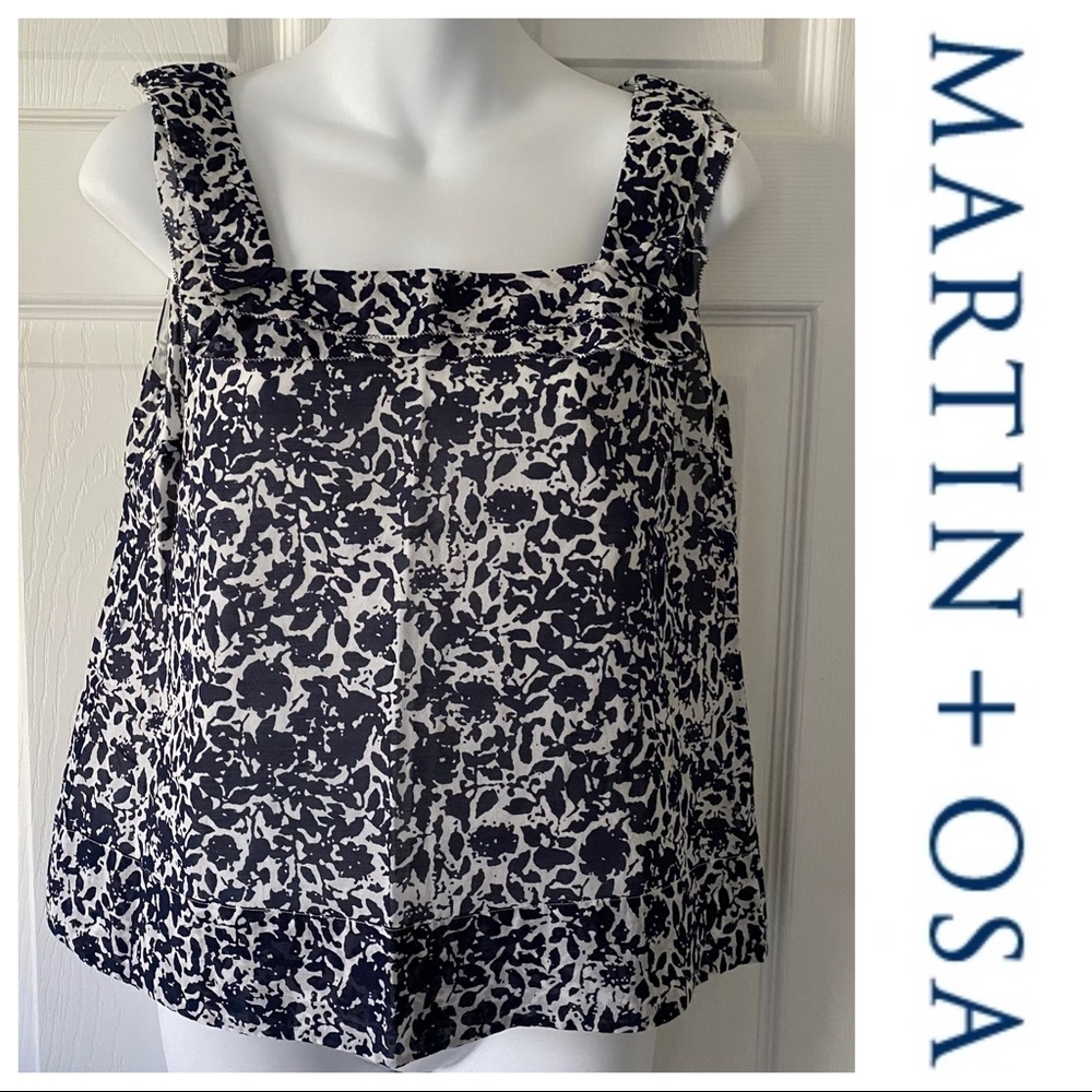 Navy and White Print Sleeveless Top, 2
